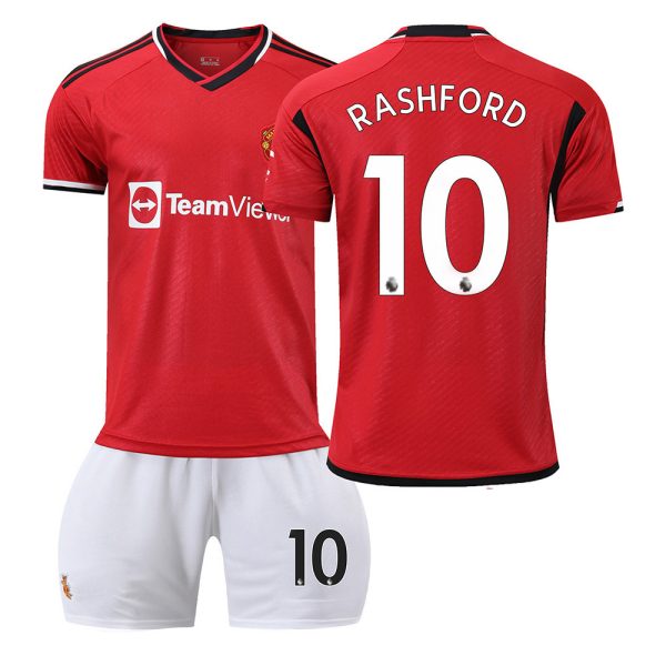 Billiga Fotbollströjor Barn Manchester United 2023-24 fotbollströja set RASHFORD 10