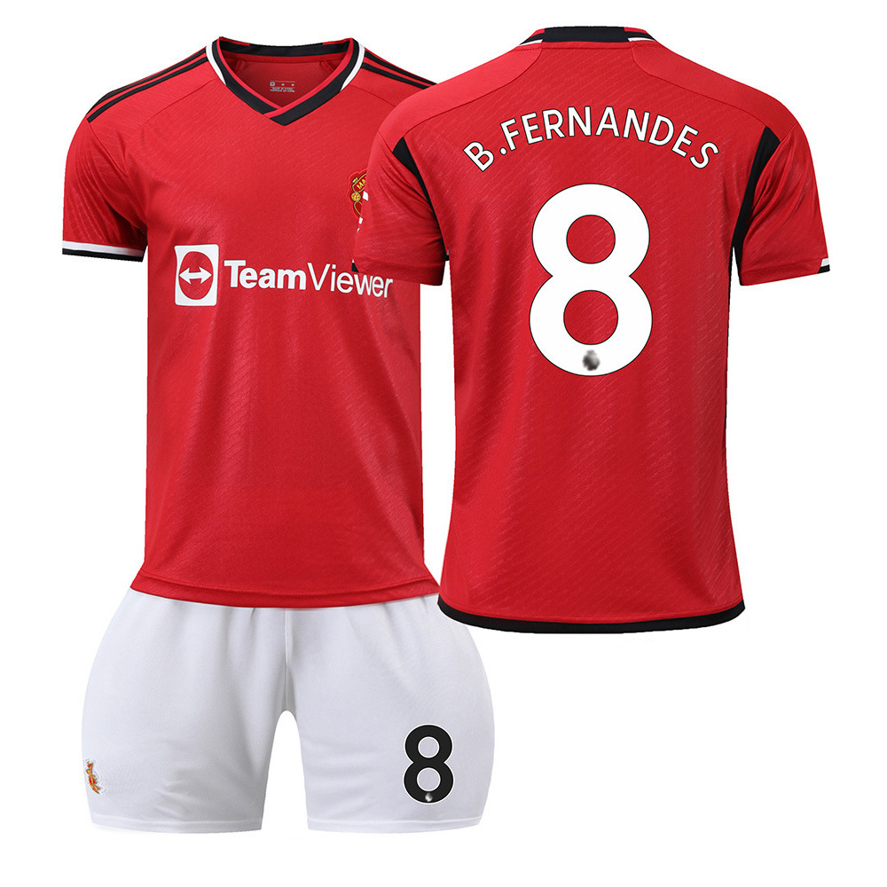 Billiga Fotbollströjor Barn Manchester United 2023-24 Kortärmad shorts B.FERNANDES 8