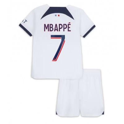 Billiga Fotbollströjor Barn Paris Saint-Germain PSG Bortatröja 23-24 med tryck Kylian Mbappe 7