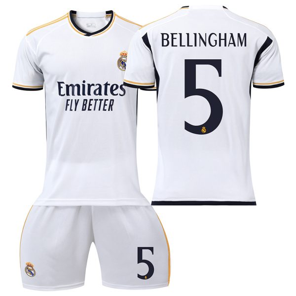 Billiga Fotbollströjor Barn Real Madrid 23-24 Hemmatröja tröja set BELLINGHAM 5