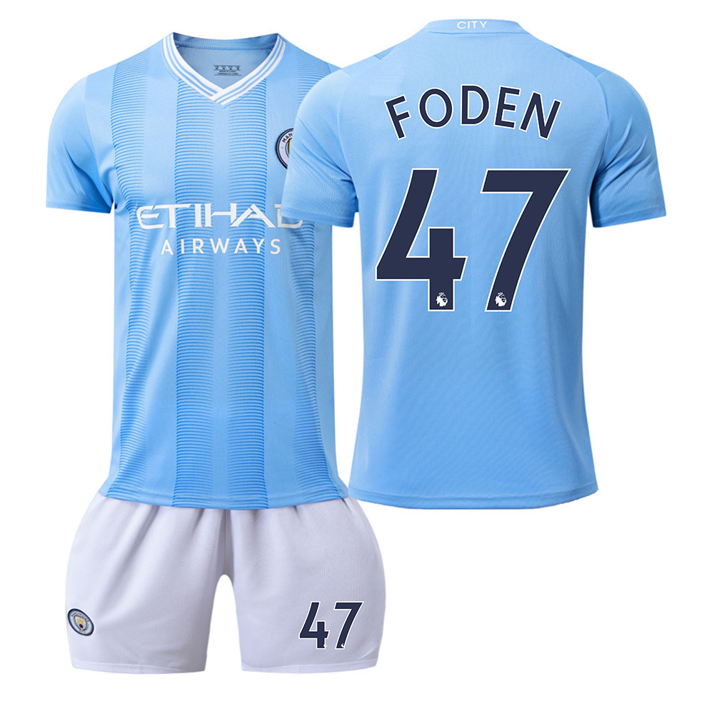 Billiga Fotbollströjor Herr Manchester City 2023-24 Hemmatröja Kortärmad shorts FODEN 47