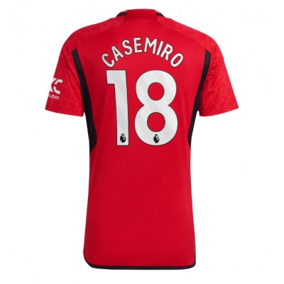 Billiga Fotbollströjor Herr Manchester United Hemmatröja 2023-24 Kortärmad med tryck Casemiro 18