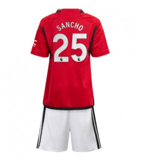 Billiga Fotbollströjor Barn Manchester United Hemmatröja 2023-24 Kortärmad + Korta byxor Jadon Sancho 25