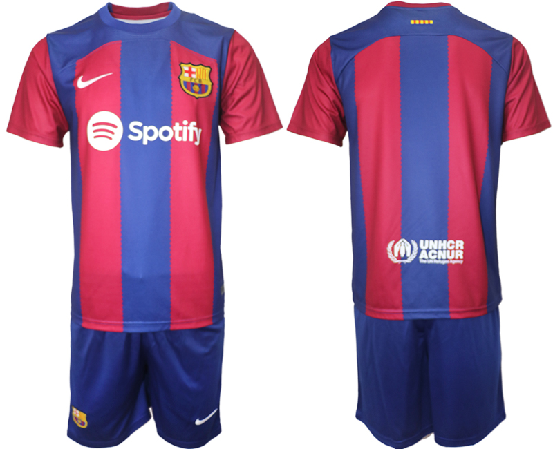 Billiga Fotbollströjor Herr FC Barcelona Hemmatröja 2023-24 Kortärmad shorts