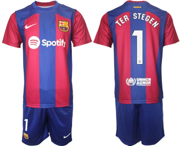 Beställa billigt fotbollströjor Herr FC Barcelona Hemmatröja 2023-2024 Fotbollströja med namn TER STEGEN 1