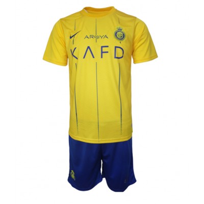 Billiga Fotbollströjor Barn Al-Nassr Hemmatröja 2023-2024 Kortärmad shorts med tryck med eget namn