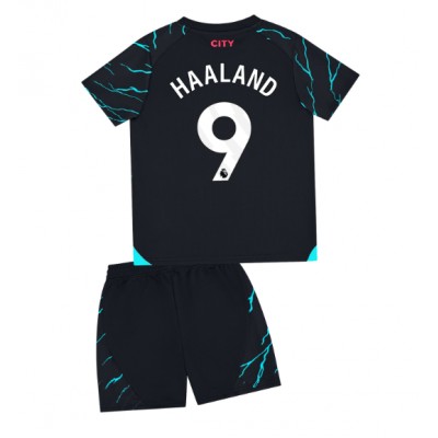 Billiga Fotbollströjor Barn Manchester City Tredje Tröja 2023-2024 Kortärmad shorts Erling Haaland 9