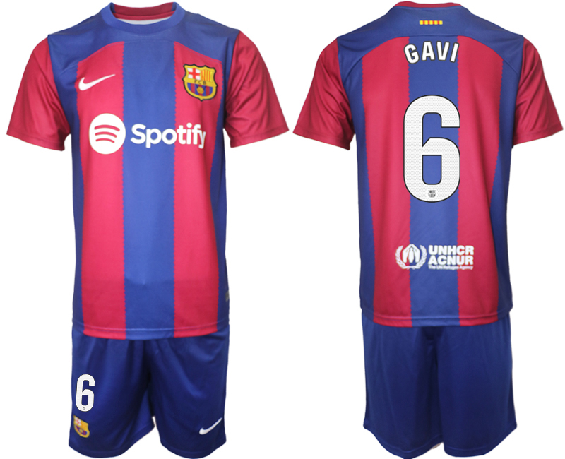 Billiga Fotbollströjor Herr FC Barcelona Hemmatröja 2023-2024 Kortärmad shorts GAVI 6
