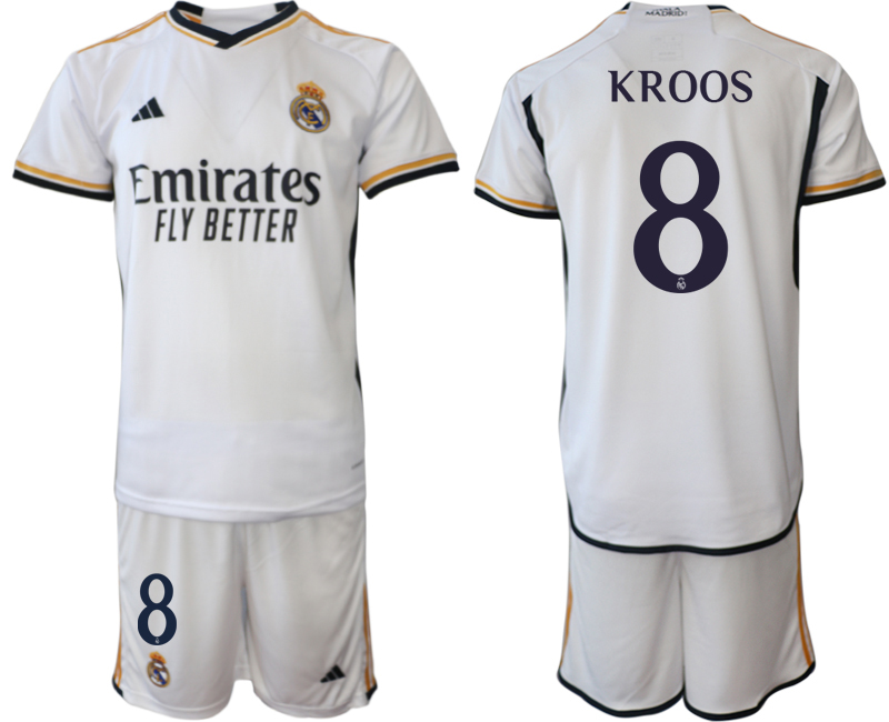 Billiga Fotbollströjor Herr Real Madrid Hemmatröja 2023-24 Kortärmad shorts KROOS 8