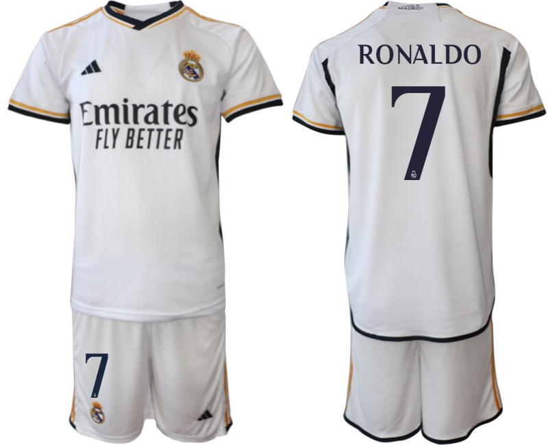 Billiga Fotbollströjor Herr Real Madrid Hemmatröja 2023-24 Kortärmad shorts RONALDO 7