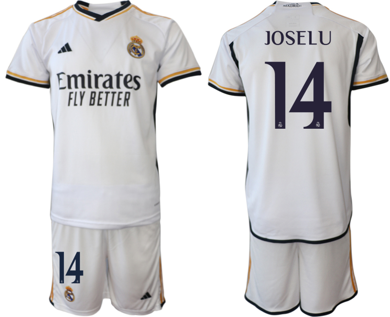 Billiga Fotbollströjor Herr Real Madrid Hemmatröja 2023-24 tröja set med namn JOSELU 14