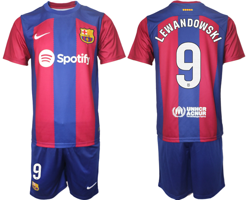 Fotbollsset Herr FC Barcelona Hemmatröja 2023-2024 LEWANDOWSKI 9