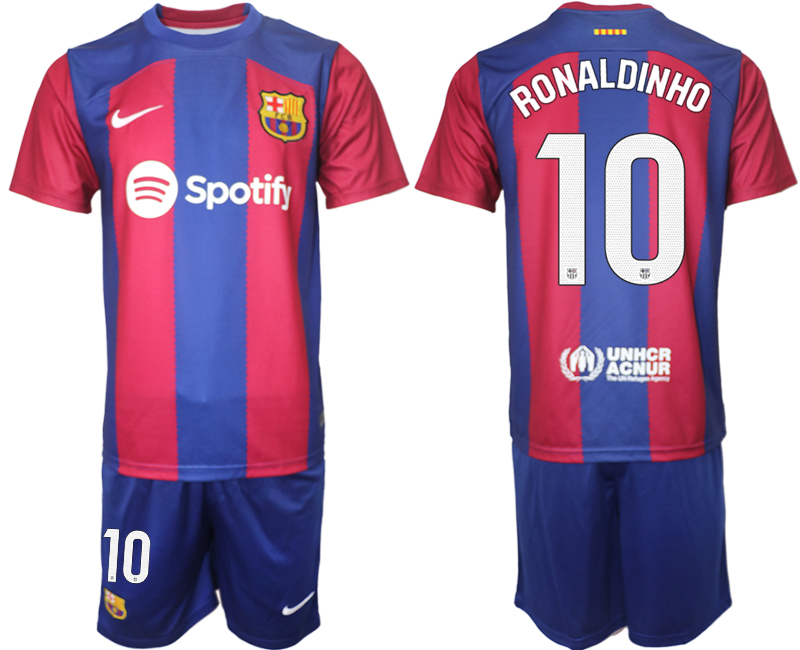 Fotbollströjor för män FC Barcelona Hemmatröja 2023-2024 fotbollströjor med tryck RONALDINHO 10