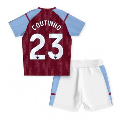 Billiga Fotbollströjor Barn Aston Villa Hemmatröja 2023-24 fotbollströja set Philippe Coutinho 23