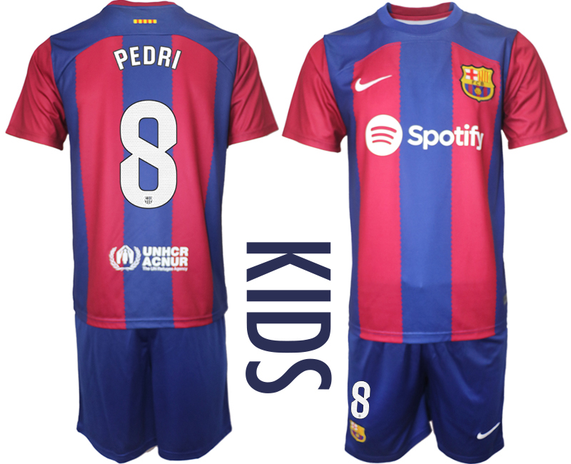 Billiga Fotbollströjor Barn FC Barcelona 2023-2024 Kortärmad shorts PEDRI 8
