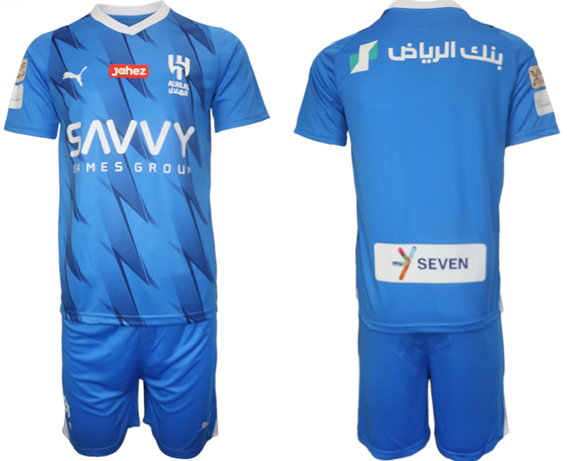 Billiga Fotbollströjor Herr Al-Hilal Hemmatröja 2023-2024 Kortärmad + Korta byxor