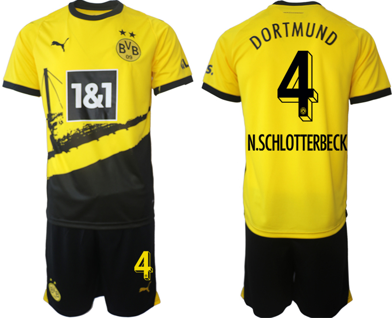 Billiga Fotbollströjor Herr Borussia Dortmund BVB Hemmatröja 2023-24 fotbollströja set med tryck N.SCHLOTTERBECK 4
