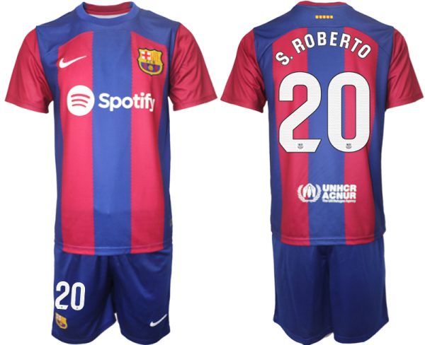Billiga Fotbollströjor Herr FC Barcelona 2023-2024 Kortärmad + Korta byxor med tryck S.ROBERTO 20