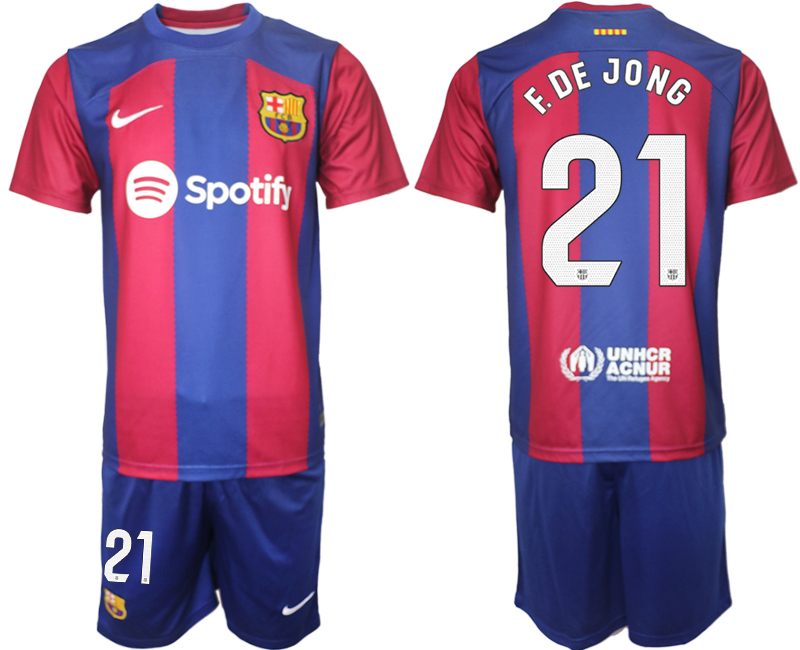 Billiga Fotbollströjor Herr FC Barcelona 2023-2024 Kortärmad shorts med tryck F.DE JONG 21
