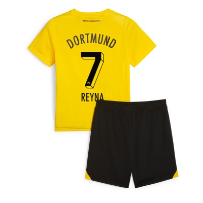 Köpa Matchtröjor Fotboll Barn Borussia Dortmund Hemmatröja 2023-24 fotbollströja set Giovanni Reyna 7
