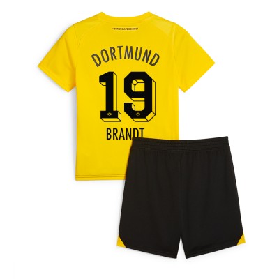 Köpa Matchtröjor Fotboll Barn Borussia Dortmund Hemmatröja 2023-24 fotbollströja set Julian Brandt 19