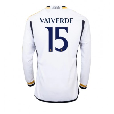 Beställa billigt fotbollströjor Herr Real Madrid Hemmatröja 2023-24 Långärmad Federico Valverde 15