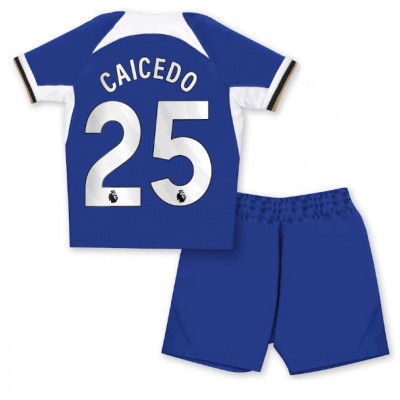Billiga Fotbollströjor Barn Chelsea Hemmatröja 2023-2024 tröja set Moises Caicedo 25