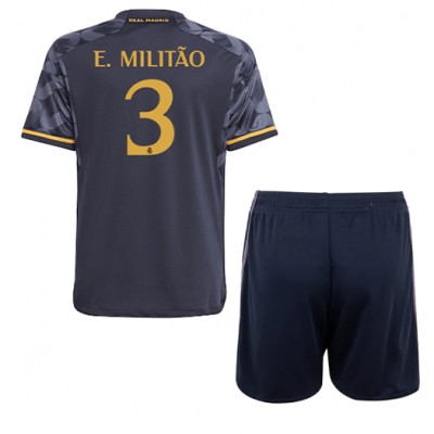 Billiga Fotbollströjor Barn Real Madrid Bortatröja 2023-24 Kortärmad shorts Eder Militao 3