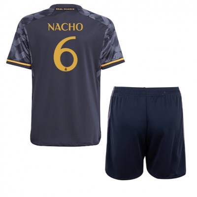 Billiga Fotbollströjor Barn Real Madrid Bortatröja 2023-24 Kortärmad shorts Nacho 6
