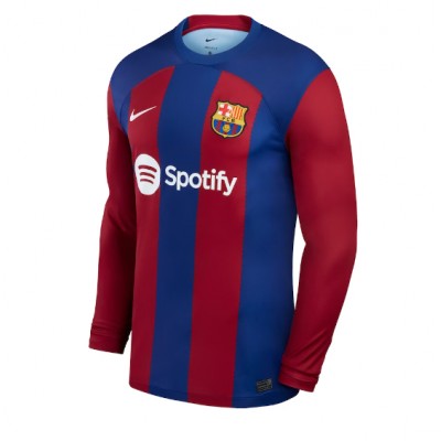 Billiga Fotbollströjor Herr FC Barcelona Hemmatröja 2023-24 Långärmad tröja med eget namn