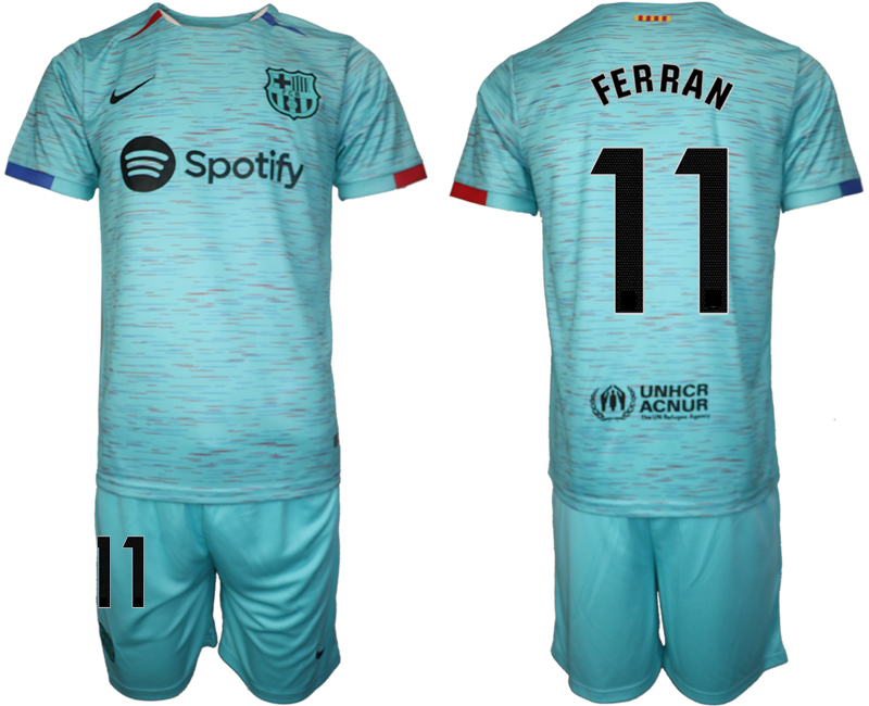 Billiga Fotbollströjor Herr FC Barcelona Tredje Tröja 2023-24 fotbollströja set Ferran Torres 11