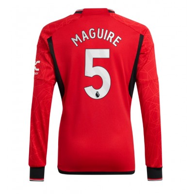 Billiga Fotbollströjor Herr Manchester United Hemmatröja 2023-24 Långärmad fotbollströjor Harry Maguire 5