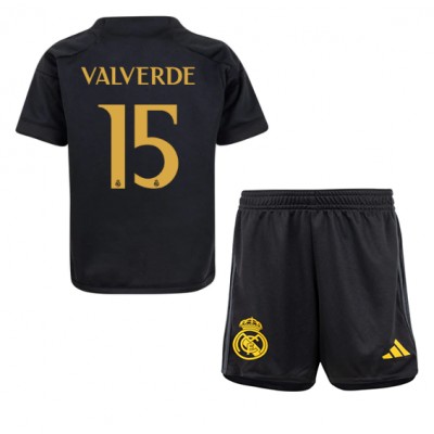 Köp Fotbollsset Barn Real Madrid Tredje Tröja 2023-24 med tryck Federico Valverde 15