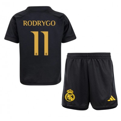 Köp Fotbollsset Barn Real Madrid Tredje Tröja 2023-24 med tryck Rodrygo Goes 11