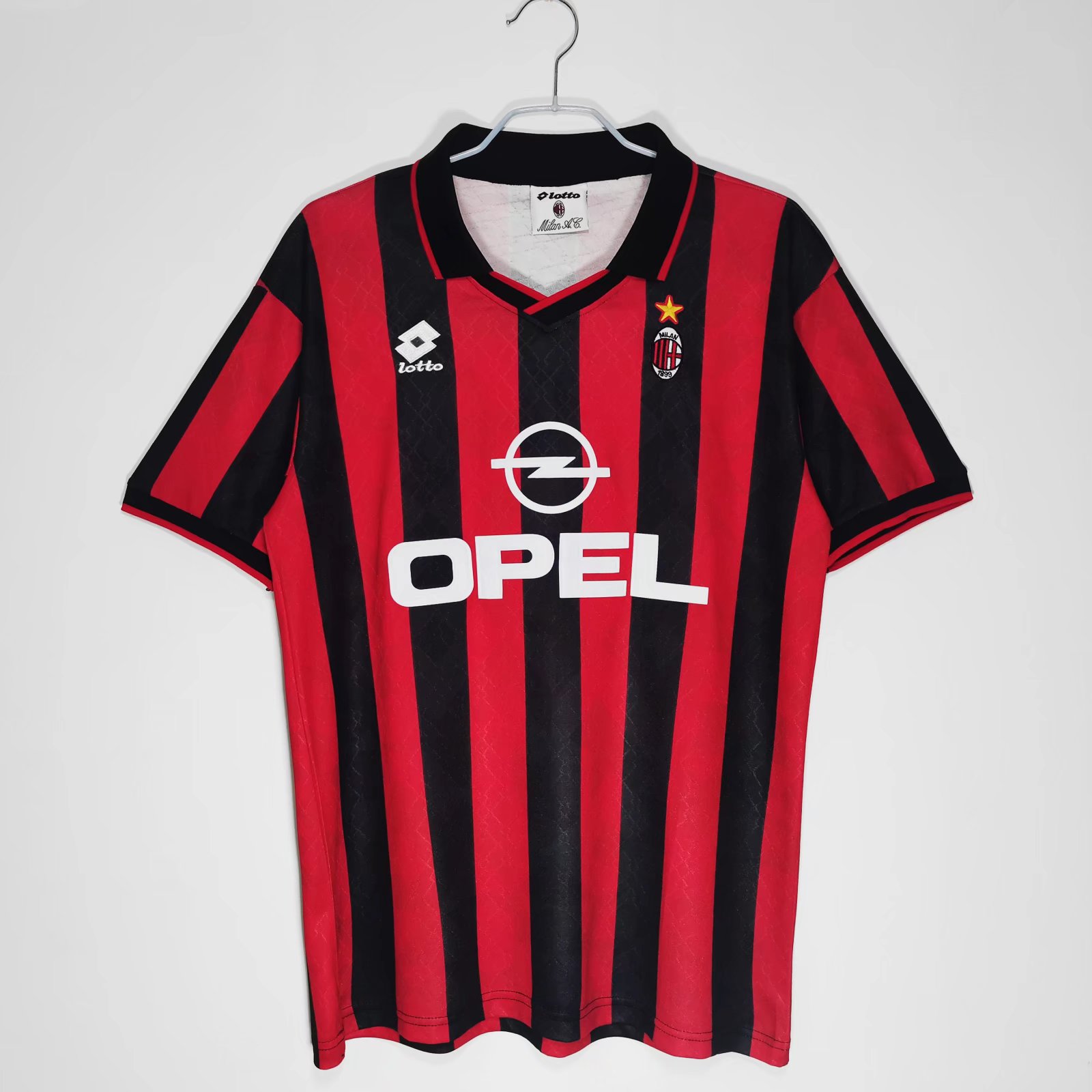 Billiga Fotbollströjor Herr AC Milan 1995-96 Röd och svart Retro Fotbollströja