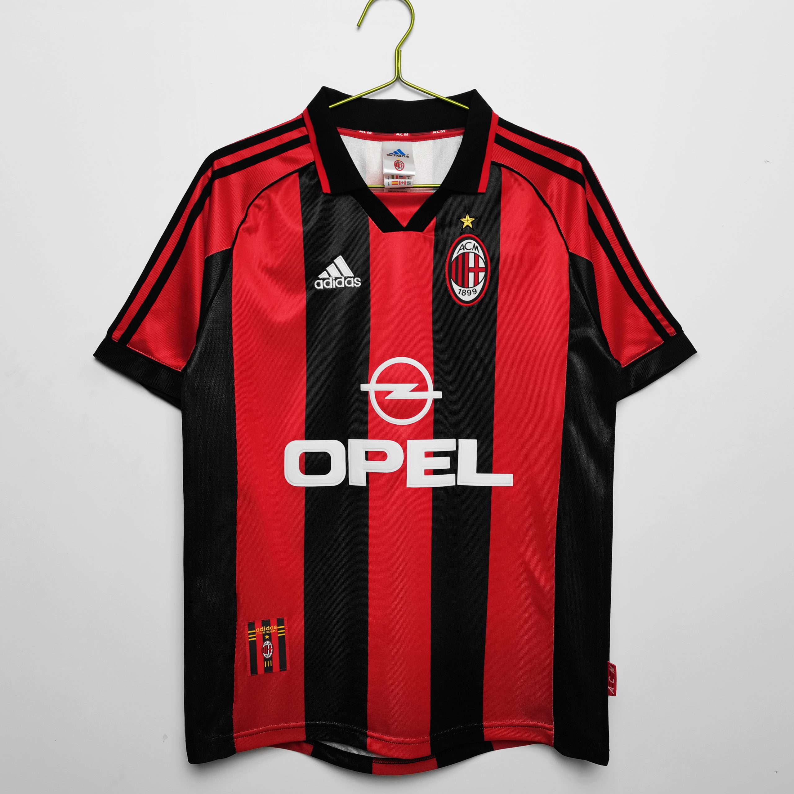 Billiga Fotbollströjor Herr AC Milan 1998/99 Röd och svart Kortärmad Retro Fotbollströja