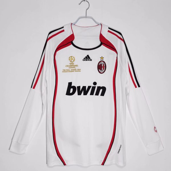 Billiga Fotbollströjor Herr AC Milan 2006/07 Långärmad röd och vit Retro Fotbollströja