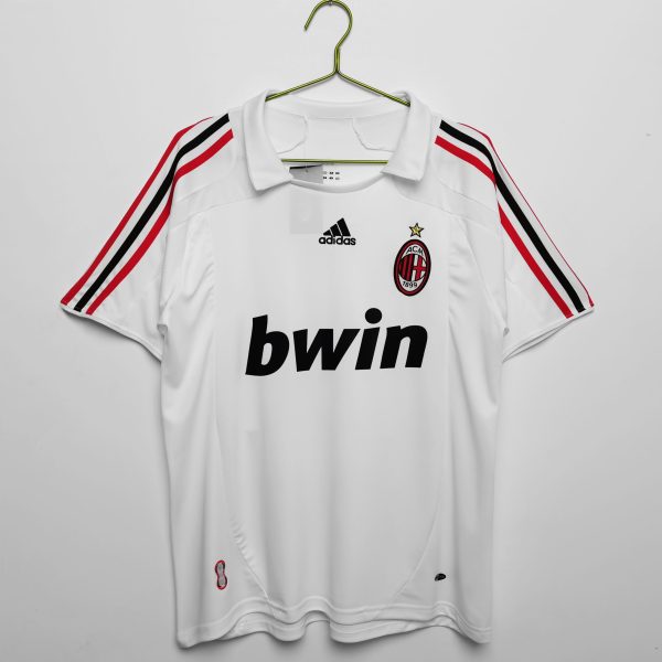 Billiga Fotbollströjor Herr AC Milan 2007/08 Kortärmad vit och svart retro fotbollströja