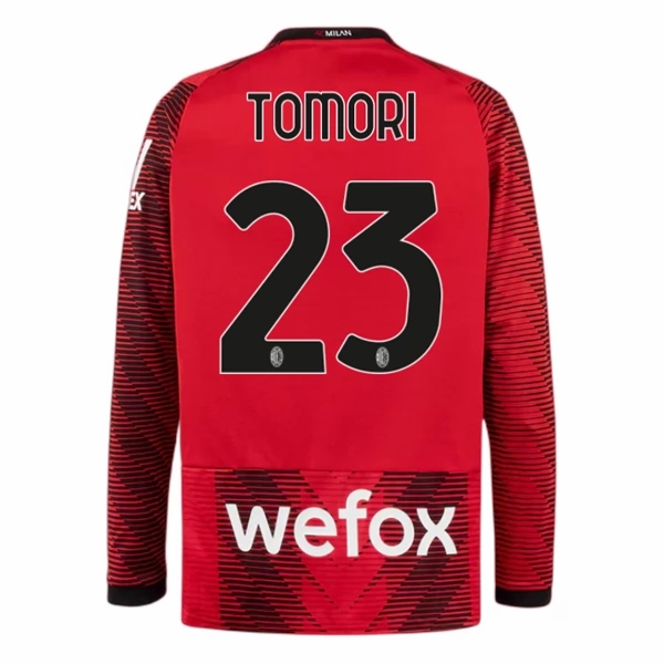 Billiga Fotbollströjor Herr AC Milan Hemmatröja 2023-24 Långärmad Fotbollskläder med namn Tomori 23