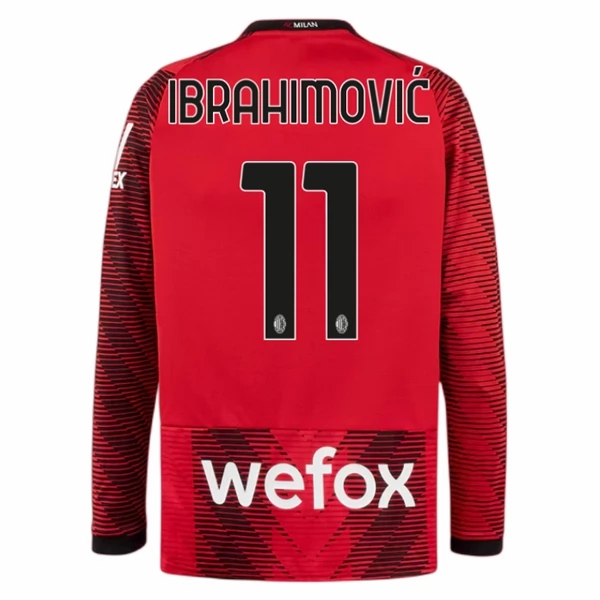 Billiga Fotbollströjor Herr AC Milan Hemmatröja 2023-24 Långärmad Fotbollskläder med namn Zlatan Ibrahimović 11