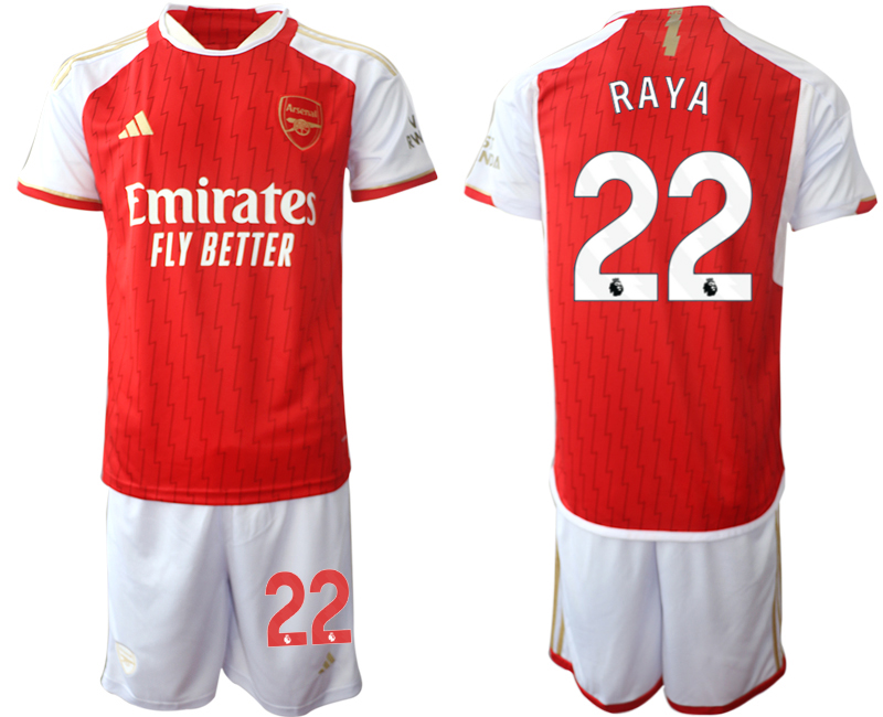 Billiga Fotbollströjor Herr Arsenal Hemmatröja 2023-24 Röd Vit fotbollströja set David Raya 22