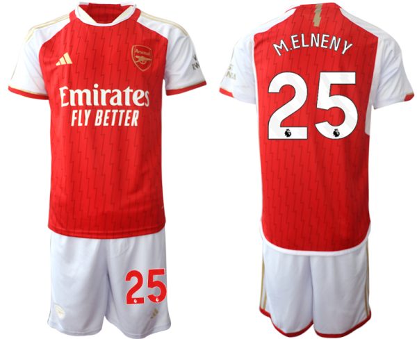 Billiga Fotbollströjor Herr Arsenal Hemmatröja 2023-24 Röd Vit fotbollströja set Mohamed Elneny 25