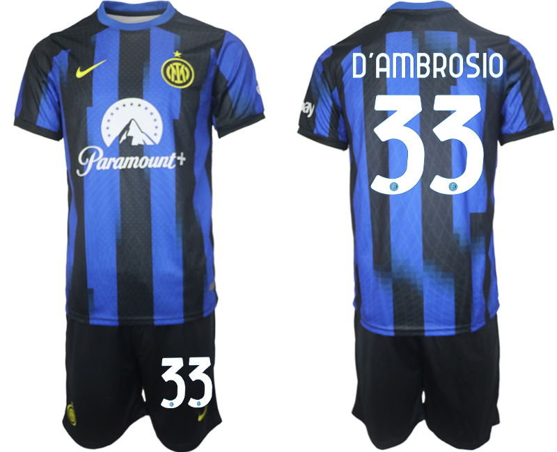 Billiga Fotbollströjor Herr Inter Milan Hemmatröja 2023-24 Kortärmad shorts med tryck Danilo D’ambrosio 33