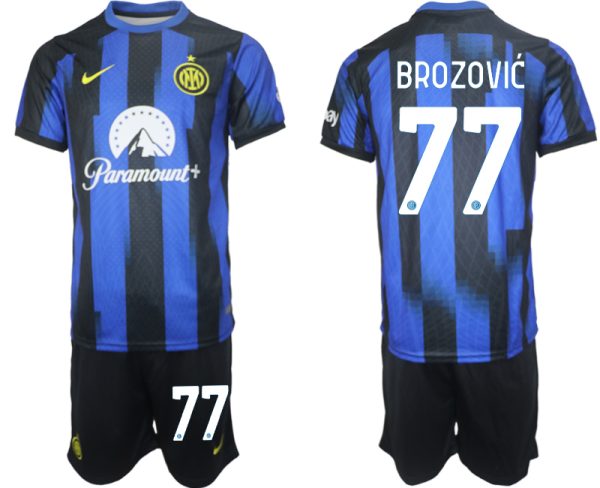 Billiga Fotbollströjor Herr Inter Milan Hemmatröja 2023-24 Kortärmad shorts med tryck Marcelo Brozović 77