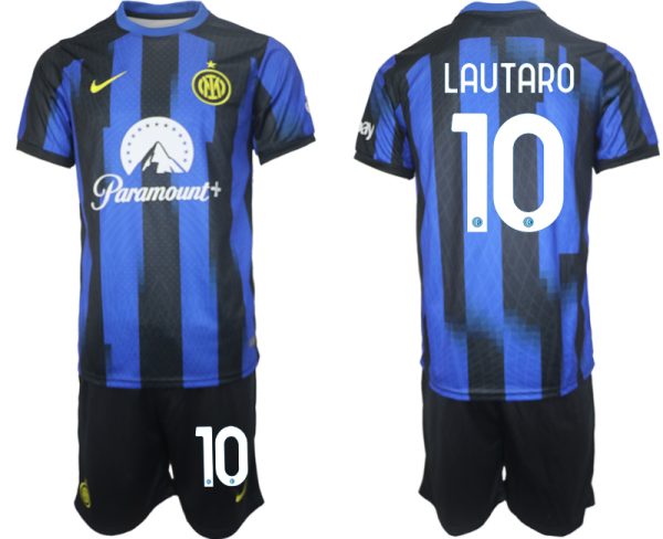 Billiga Fotbollströjor Herr Inter Milan Hemmatröja 2023-24 tröja set med tryck Lautaro Martinez 10