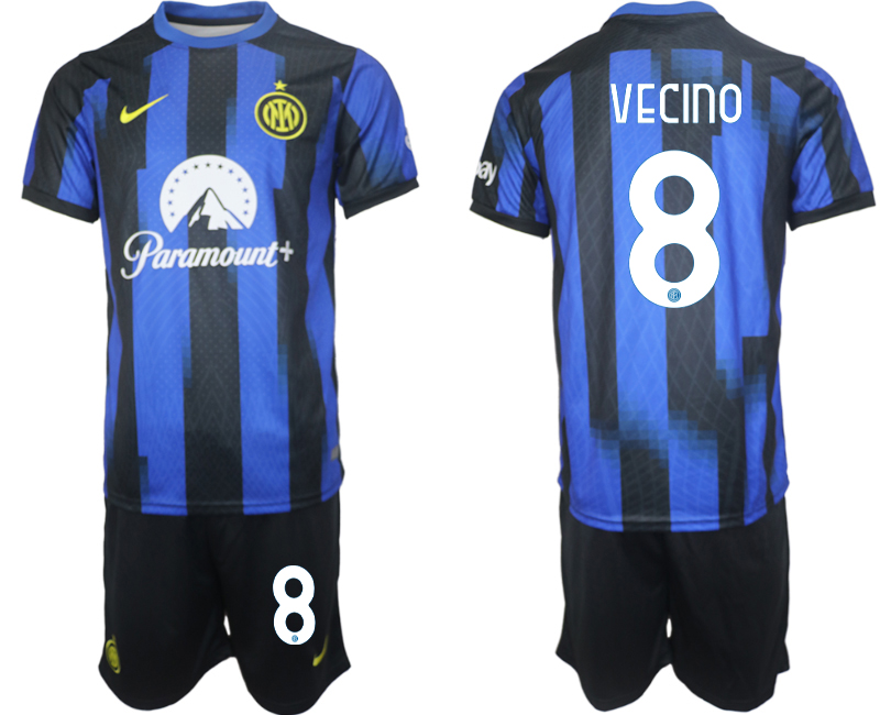 Billiga Fotbollströjor Herr Inter Milan Hemmatröja 2023-24 tröja set med tryck Matias Vecino 8