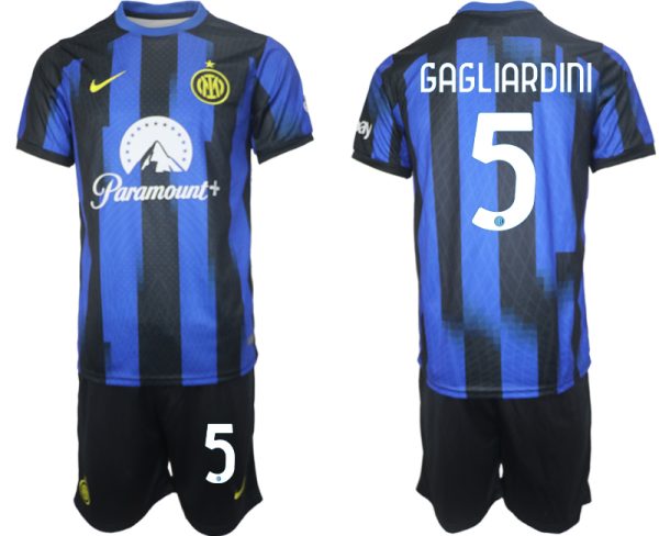 Billiga Fotbollströjor Herr Inter Milan Hemmatröja 2023-24 tröja set med tryck Roberto Gagliardini 5