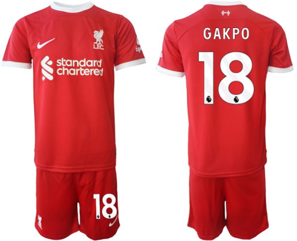 Billiga Fotbollströjor Herr Liverpool FC Hemmatröja 2023-24 röd fotbollströja set Cody Gakpo 18
