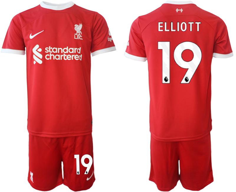 Billiga Fotbollströjor Herr Liverpool FC Hemmatröja 2023-24 röd fotbollströja set Harvey Elliott 19