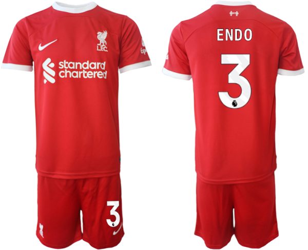 Billiga Fotbollströjor Herr Liverpool FC Hemmatröja 2023-24 röd fotbollströja set Wataru Endo 3